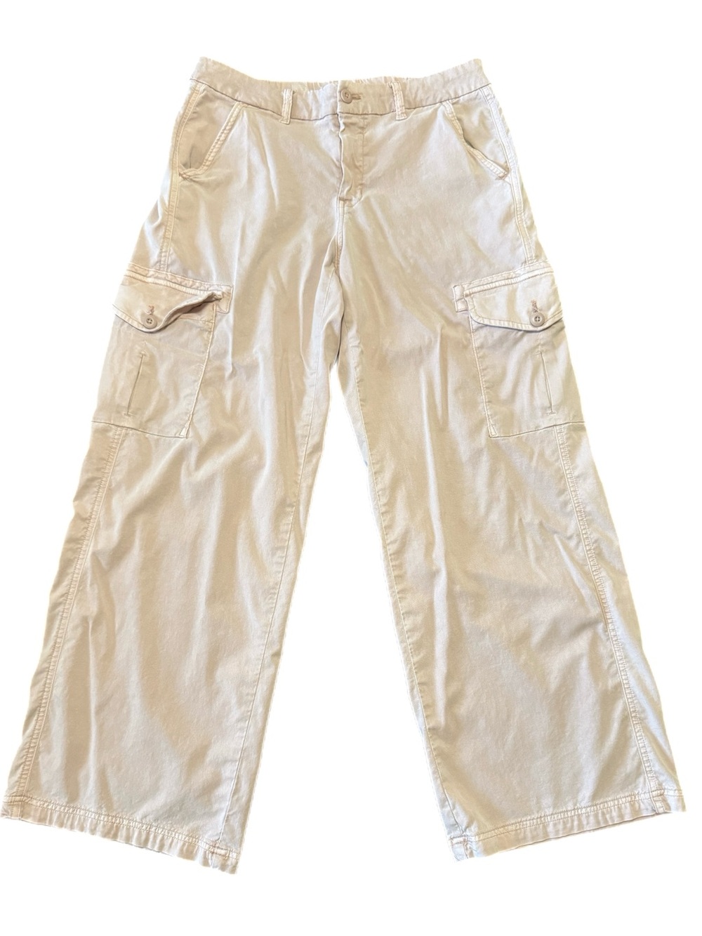 American Eagle Outfitters Mid-Rise Baggy Wide Leg Cargo Pants Light Pink Size 8 - Picture 4 of 12